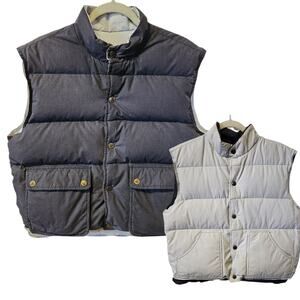 Mighty Mac Reversible Grey Duck Down Feather Filled Gray Puffer Vest Men Medium